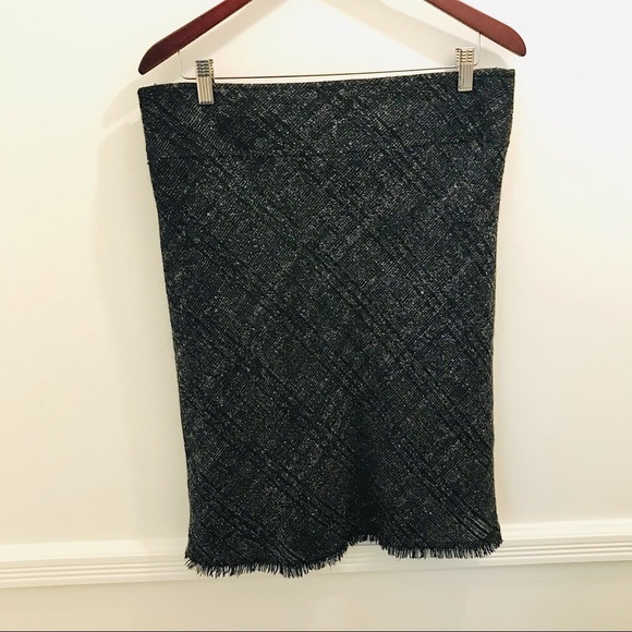 Burberry Wool Blend Pencil Skirt Plaid Sequin 12 - Picture 2 of 12